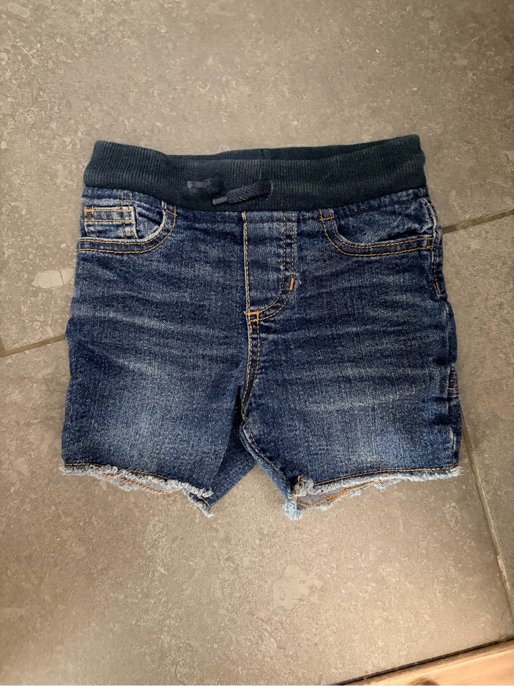 Dark Wash Denim Kids Shorts with Elastic Waist